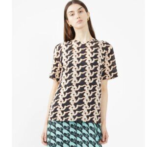 Christian Wijnants Tureis Jersey Top Black & Ecru Size Large